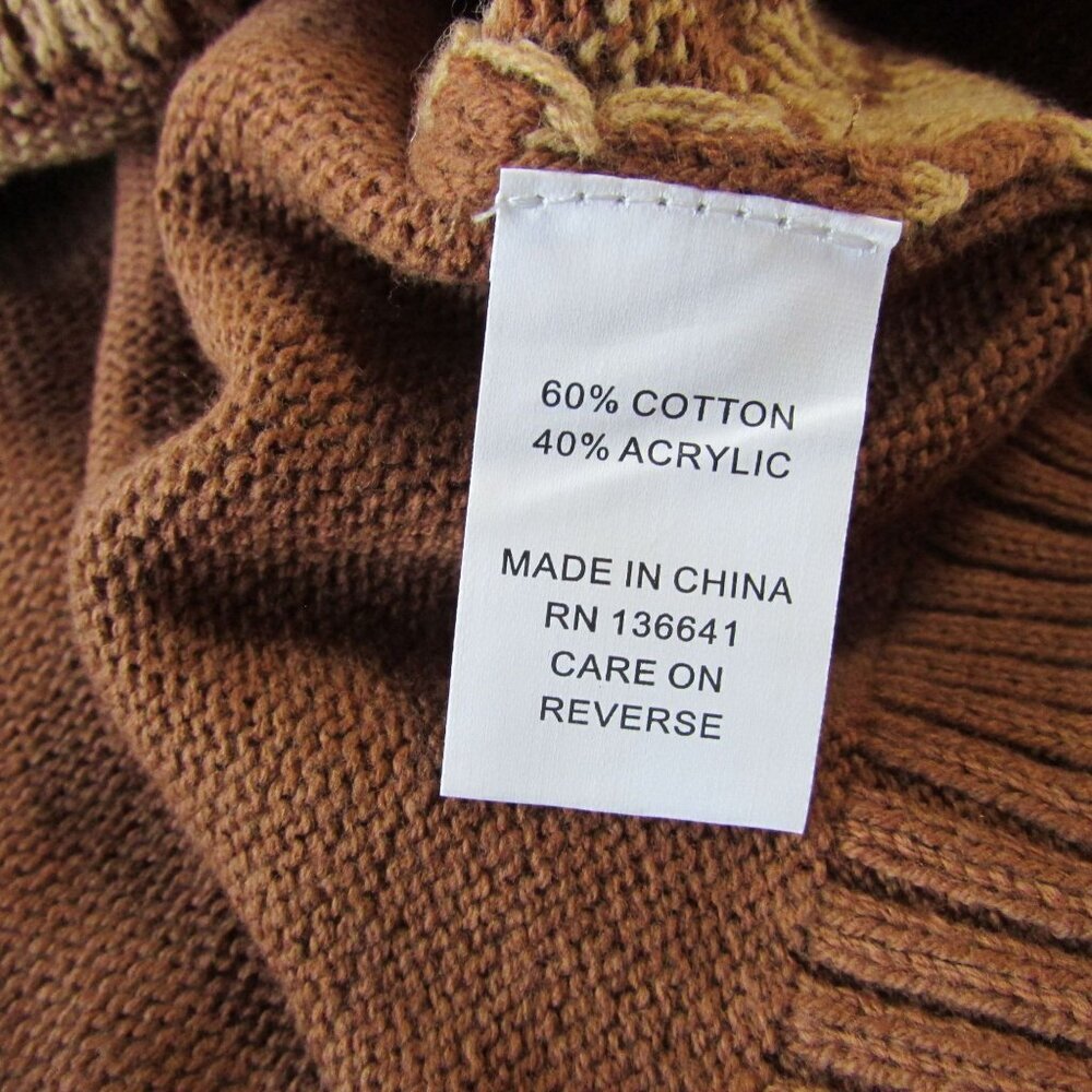 Cotton Rye Women's Long Sleeve Steer Longhorn Knit Sweater Cinnamon - Picture 3 of 3